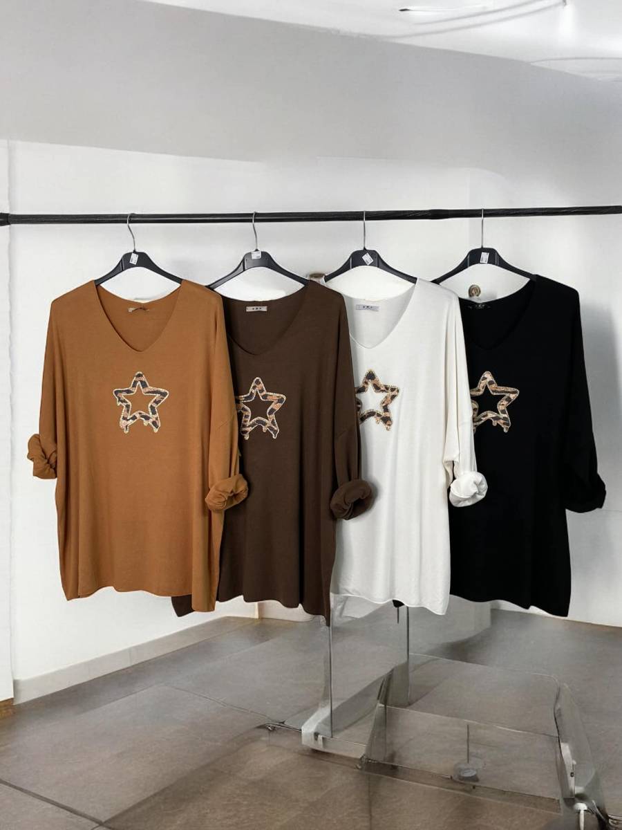 grossiste en pull leger avec étoile léopard pour femme à Lyon