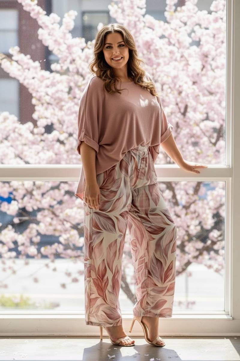 Fournisseur grandes tailles pour femmes : pantalons fluides aux motifs colorés, proche de Toulouse